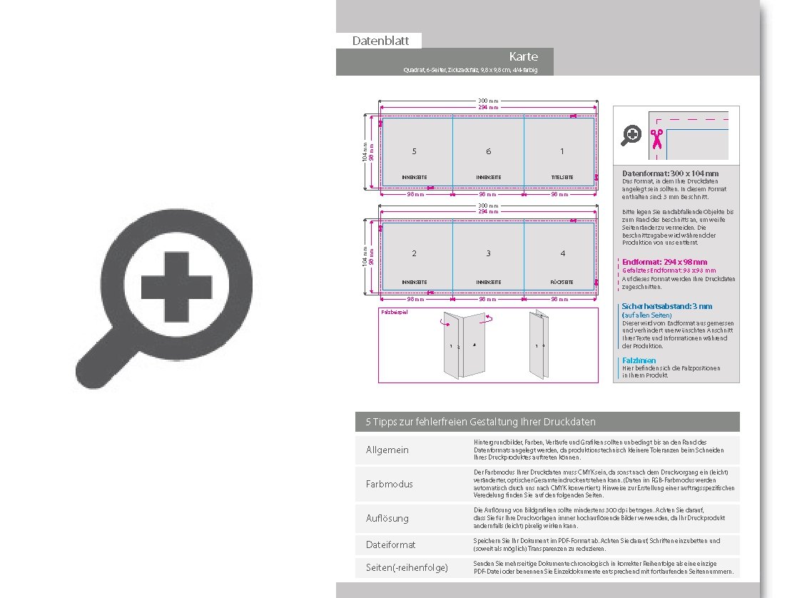 Product Bild trauerkarte__gefalzt_auf_quadrat_9_8_cm_x_9_8_cm__vertikaler_zickzackfalz__6-seitig