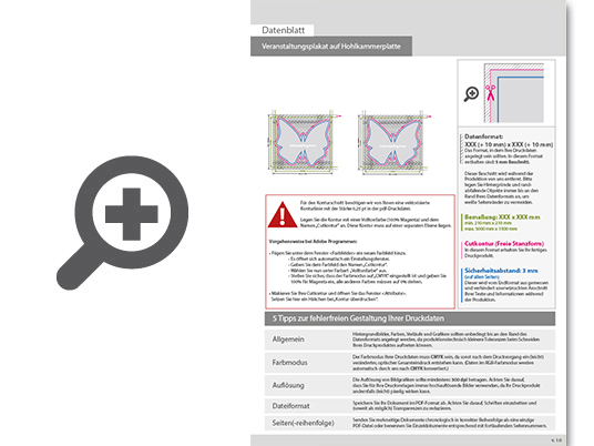 Product Bild veranstaltungsplakat_auf_hohlkammerplatte_in_schmetterling-form_konturgefr__st___beidseitig_4_4-farbig_bedruckt